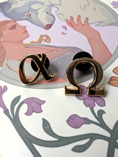 alpha omega board filler enamel pins