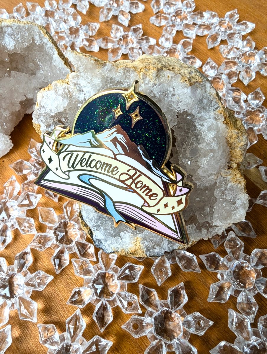 welcome home enamel pin
