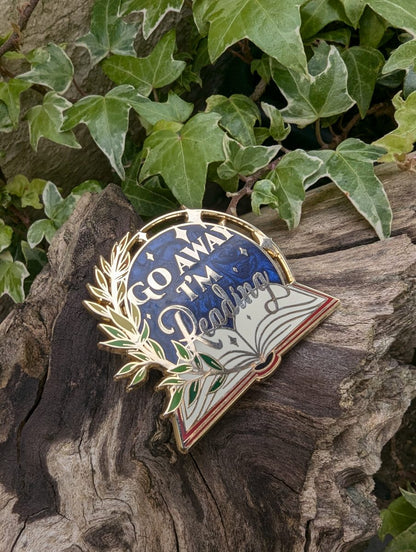go away im reading enamel pin