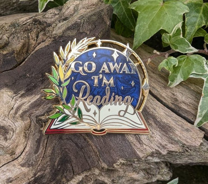 go away im reading enamel pin