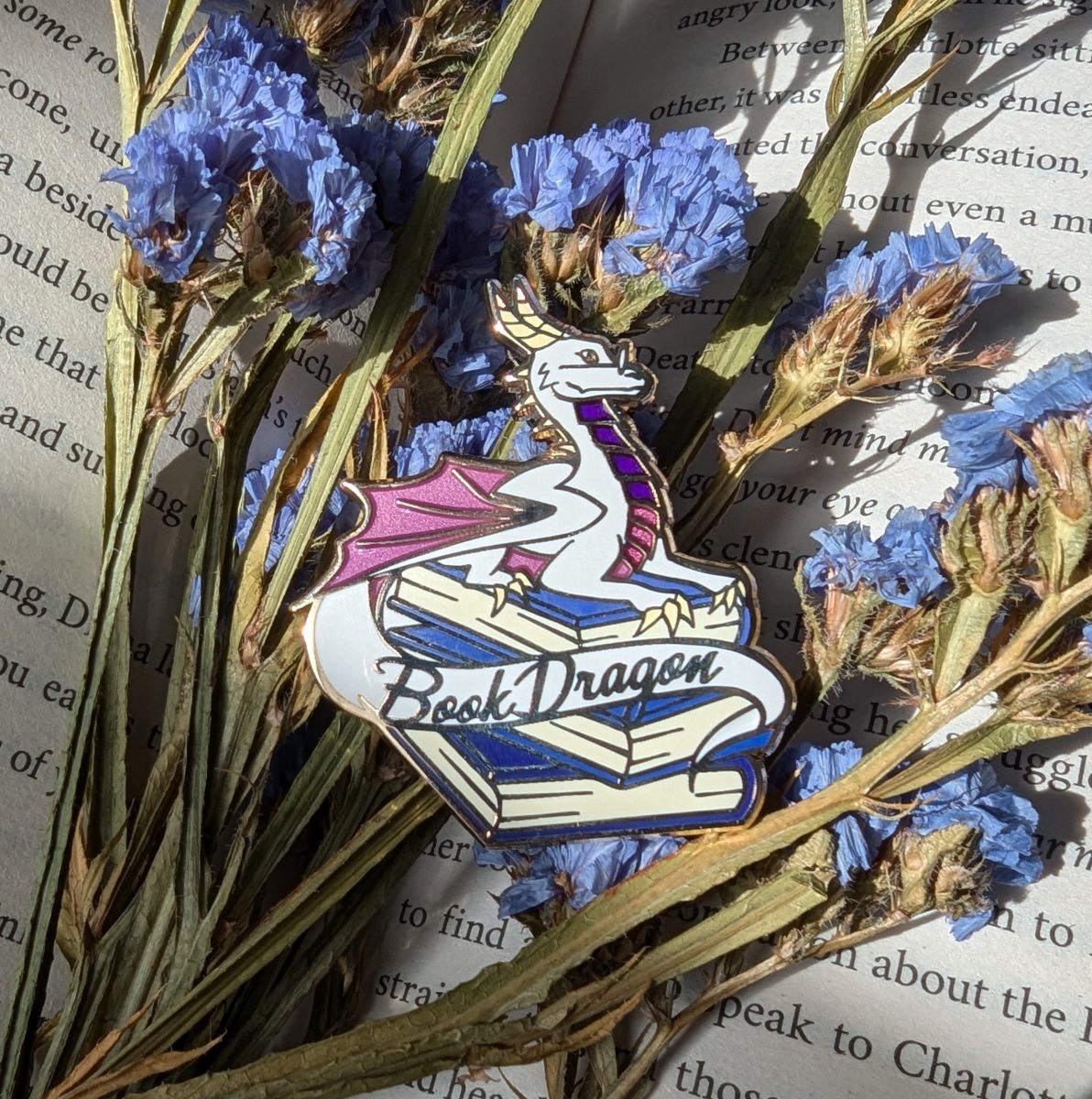 book dragon enamel pin