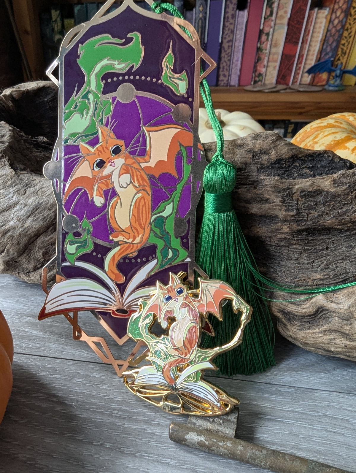 The Summoning- Felines and Folios cat lover metal bookmark with tassel