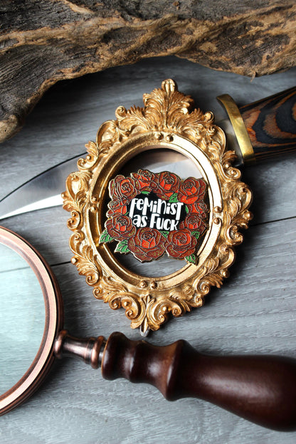 Feminist as fuck feminine rage enamel pin