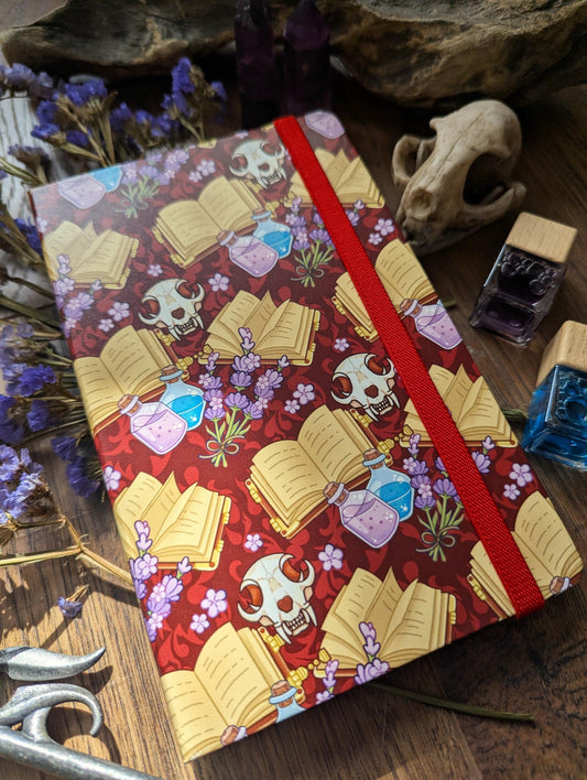 Cottagecore (red illustrated cover journal, A5 dotted notebook