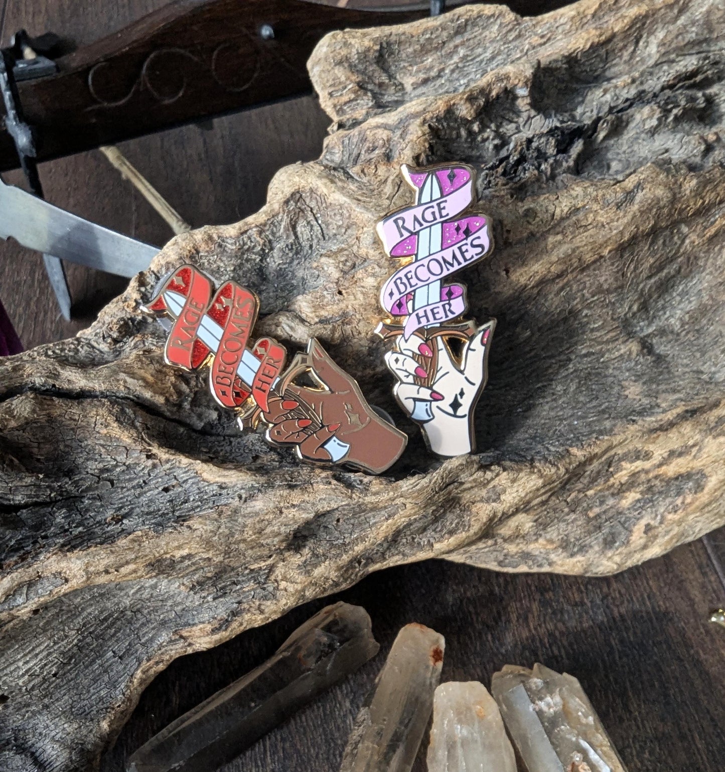 Rage Becomes Her feminine rage enamel pin