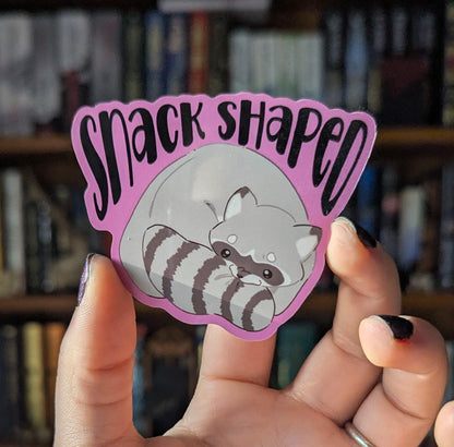 Snack shaped chaotic raccoon vinyl sticker
