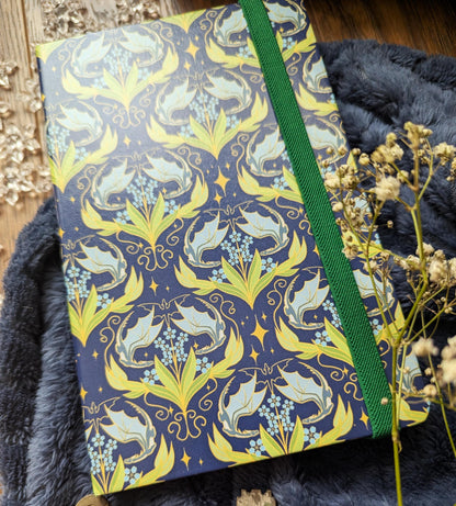 Dragon Floral Notebook | Teal Fantasy Journal | Subtle Dragon Design Writing Book | Bookish Aesthetic Notebook | Reader Gift
