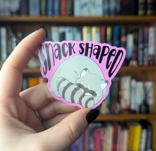 Snack shaped chaotic raccoon vinyl sticker
