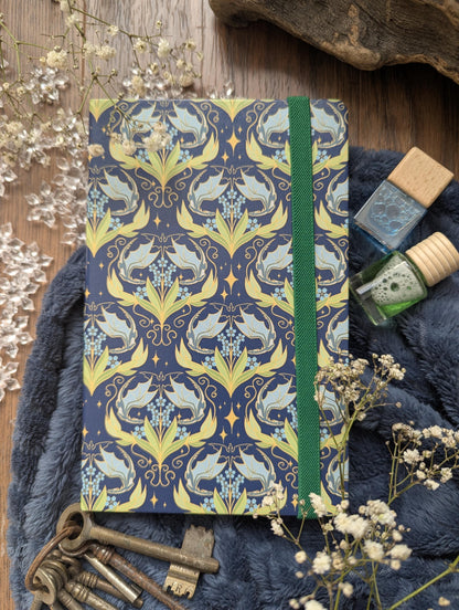 Dragon Floral Notebook | Teal Fantasy Journal | Subtle Dragon Design Writing Book | Bookish Aesthetic Notebook | Reader Gift