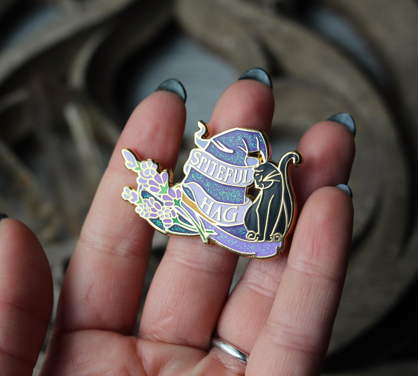 Spiteful Hag feminine rage enamel pin