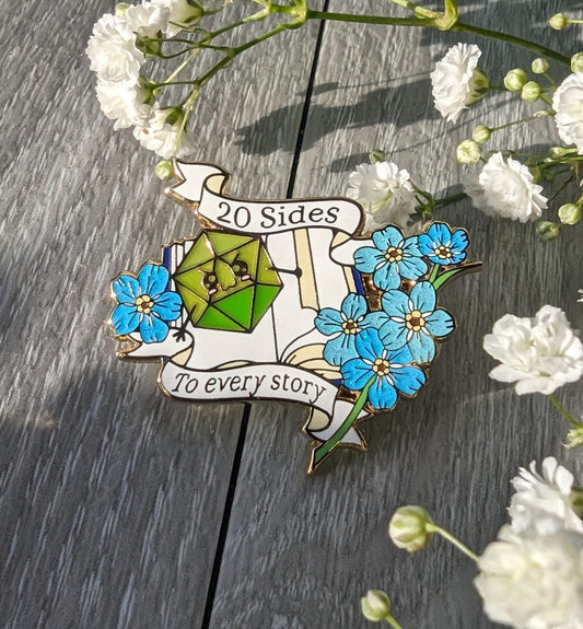 20 sides D20 Emotional support dice enamel pin- dungeons and dragons enamel pin