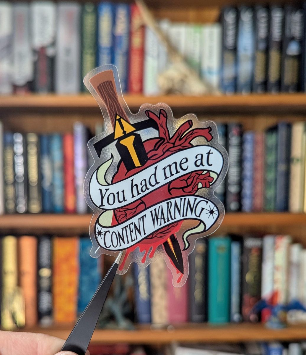 Book lover translucent sticker content warning