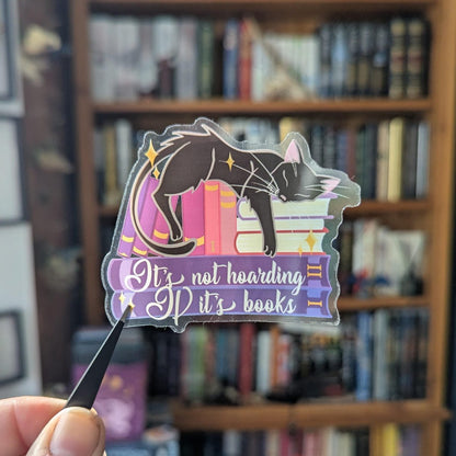 Book lover translucent sticker it's not hoarding if it's books