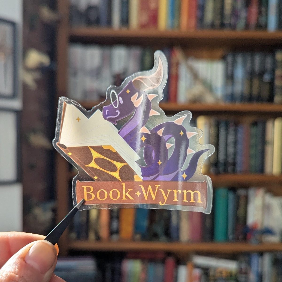 Book worm decal, book dragon, Book lover translucent sticker