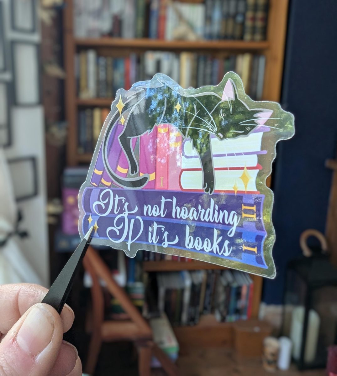 Book lover translucent sticker it's not hoarding if it's books