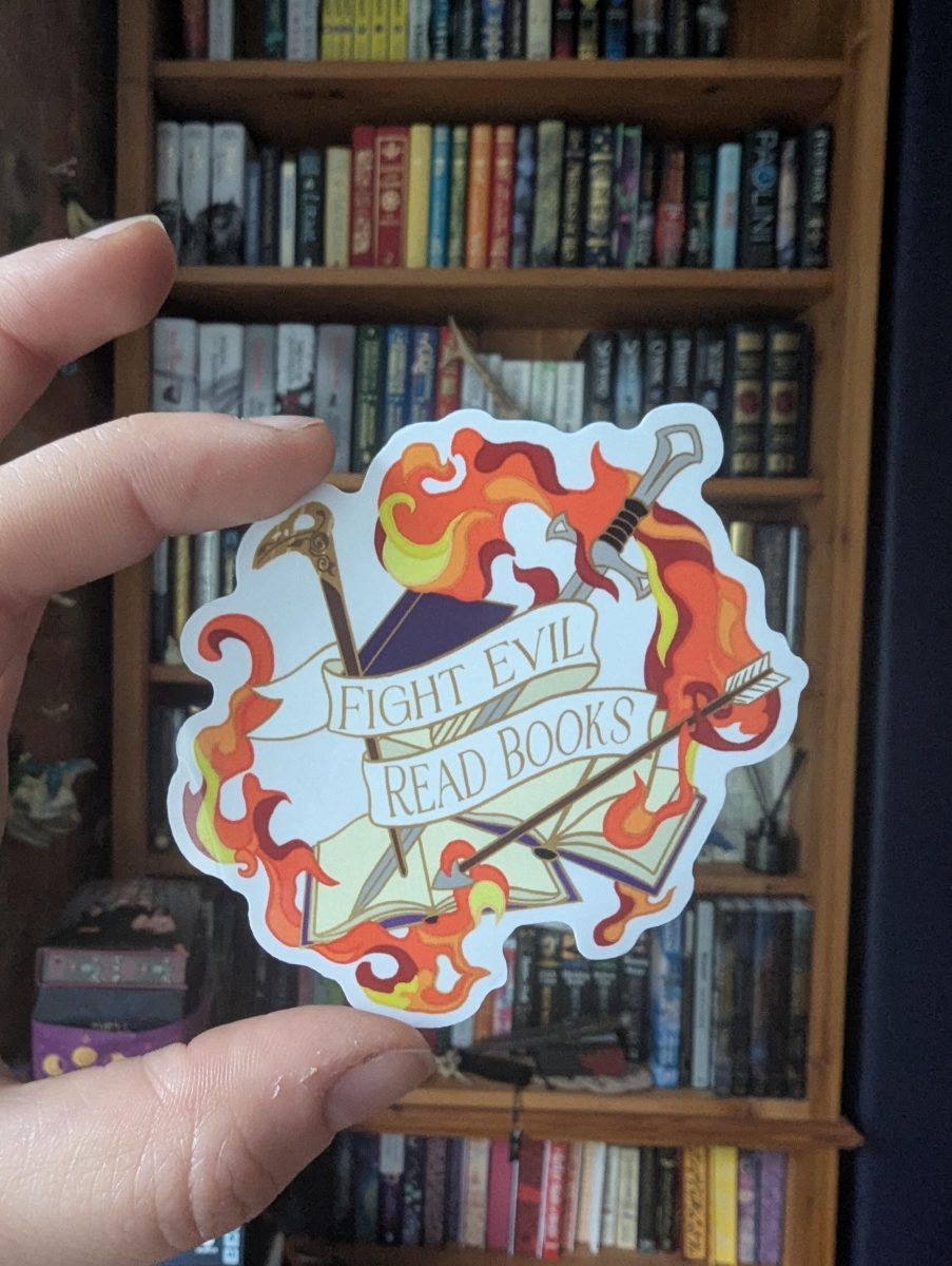 Fight evil read books Book lover translucent sticker