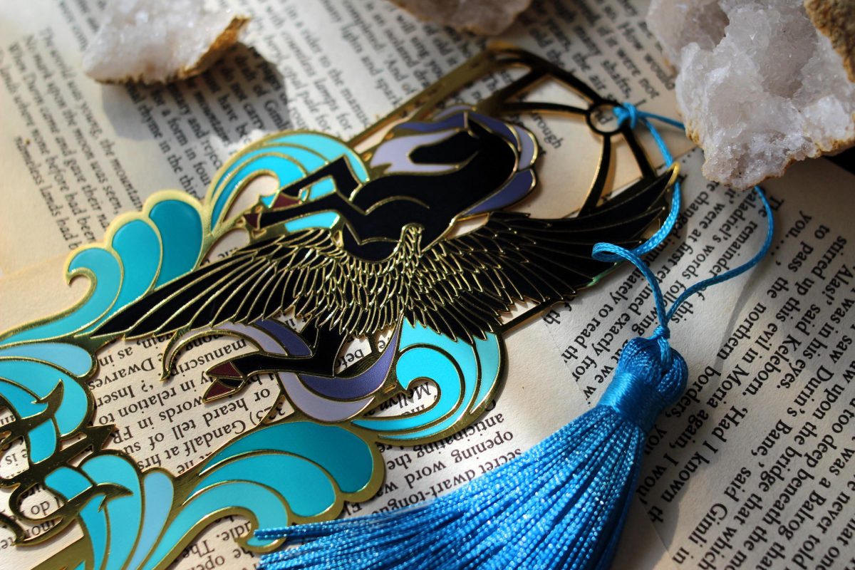 Raging Seas metal bookmark , pegasus book lover bookmark with tassel