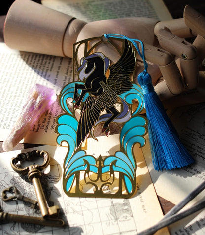 Raging Seas metal bookmark , pegasus book lover bookmark with tassel