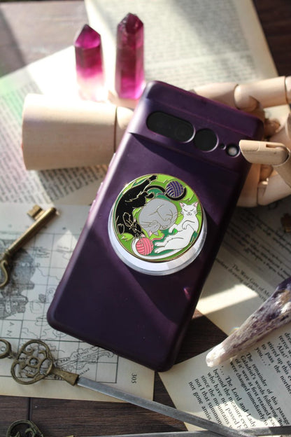 Kitten Cuddles magnetic Kindle Grip, bookish magnetic phone grip, interchangeable ereader holder