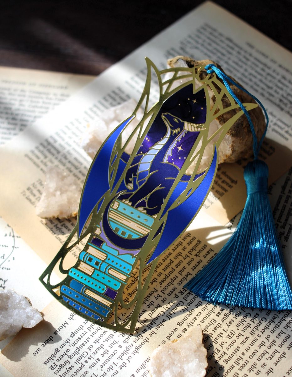 Midnight Drake metal bookmark ,dragon book lover bookmark with tassel