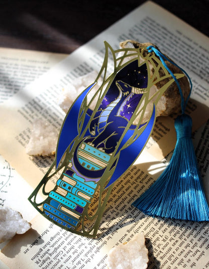Midnight Drake metal bookmark ,dragon book lover bookmark with tassel