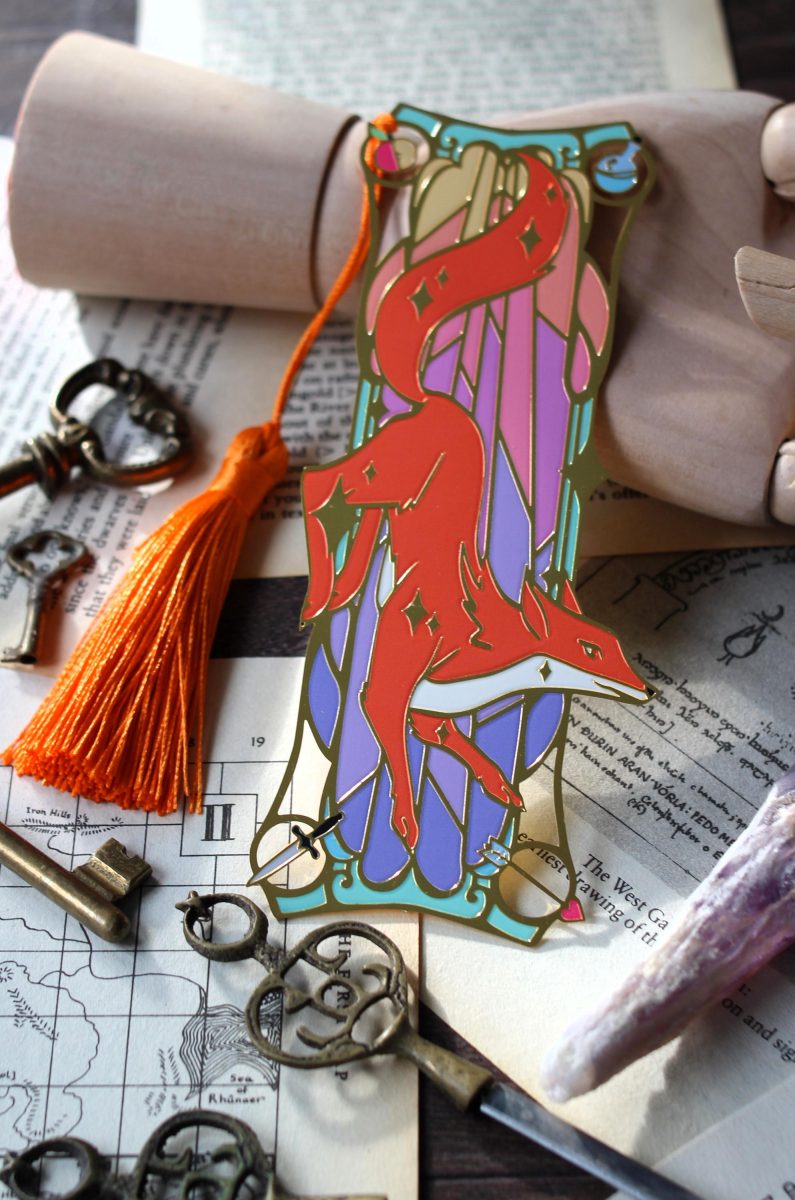 Little fox metal bookmark , pastel fox book lover bookmark with tassel