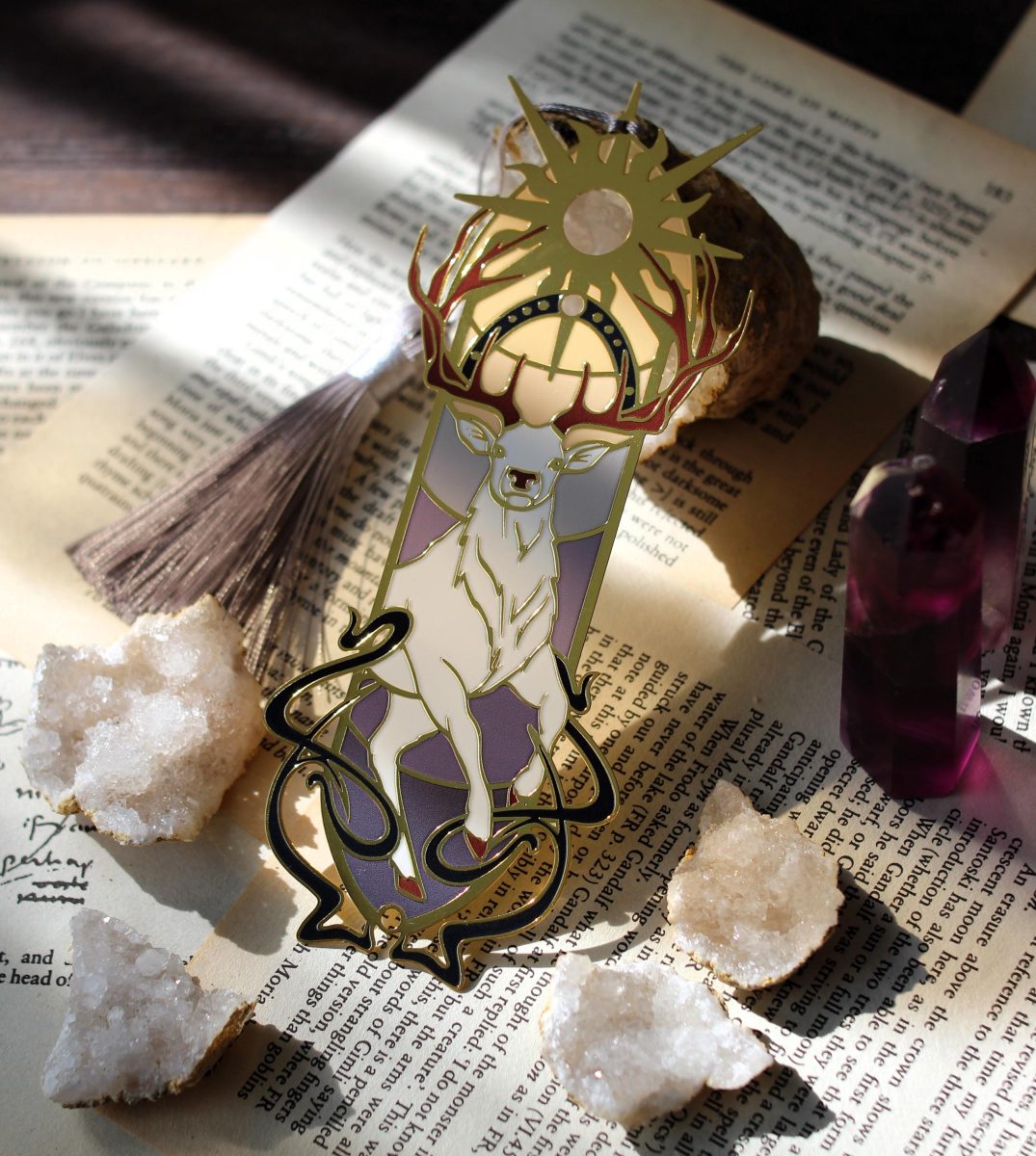 Light and Shadow metal bookmark , stag book lover bookmark with tassel