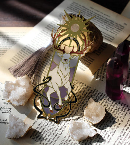 Light and Shadow metal bookmark , stag book lover bookmark with tassel