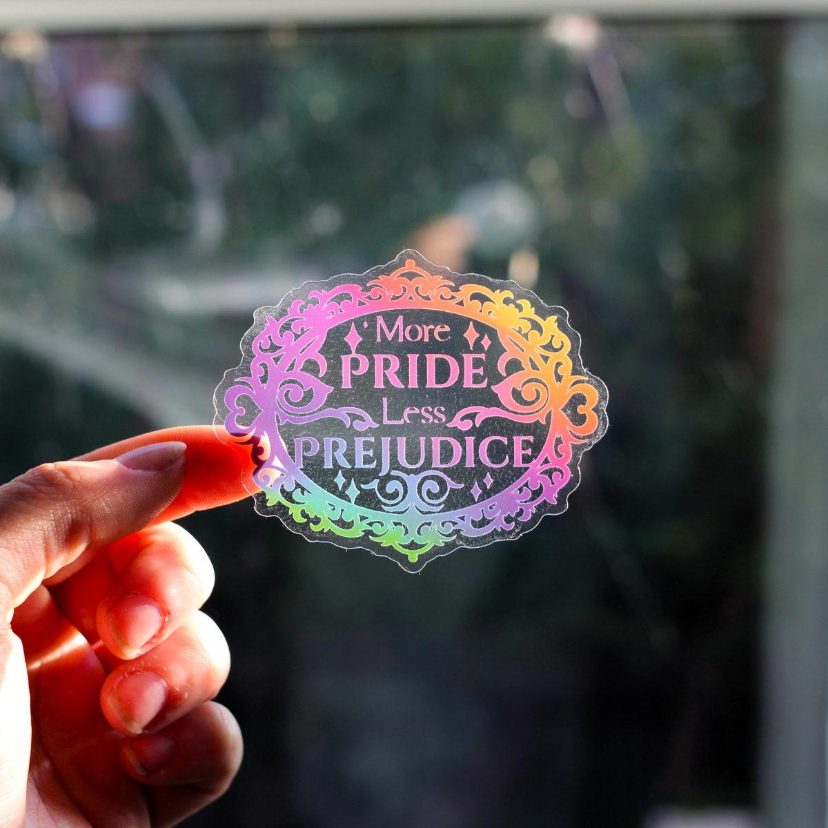 More Pride Less Prejudice Book lover translucent sticker