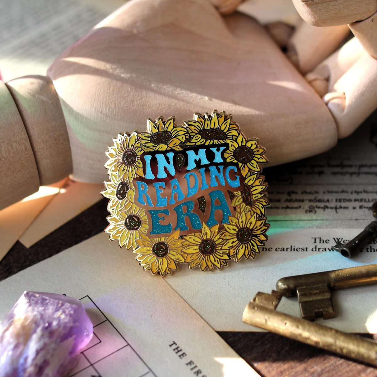 in my reading era bookish enamel pin, book lover badge