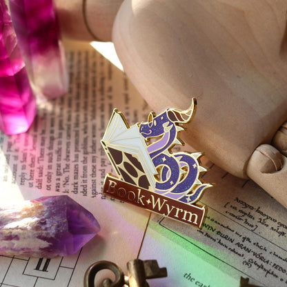 Book Wyrm Book Lover Enamel Pin, bookish badge