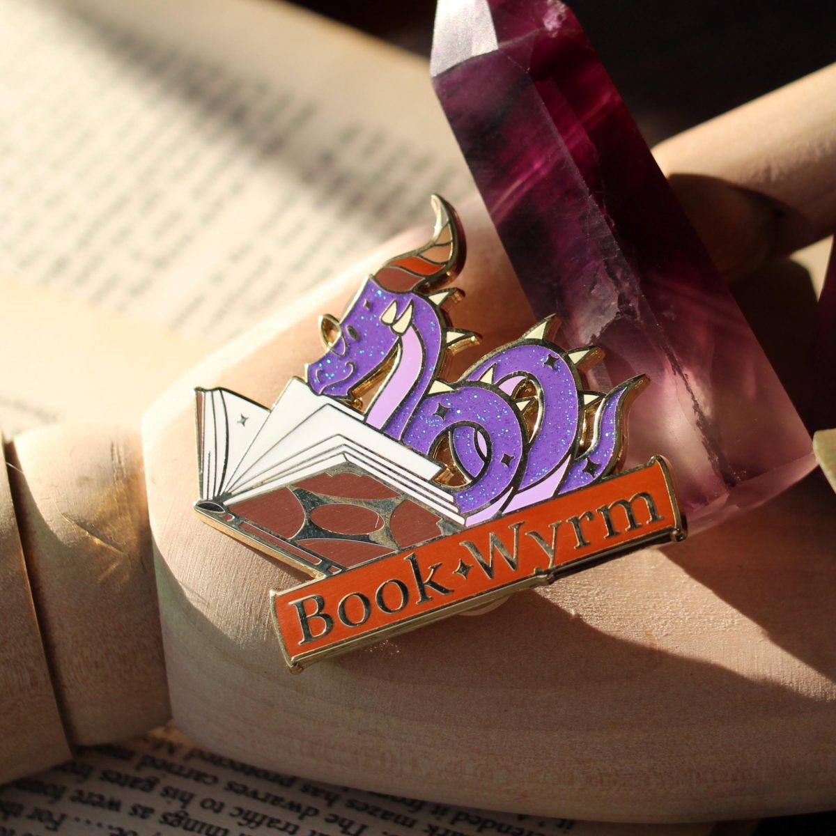 Book Wyrm Book Lover Enamel Pin, bookish badge