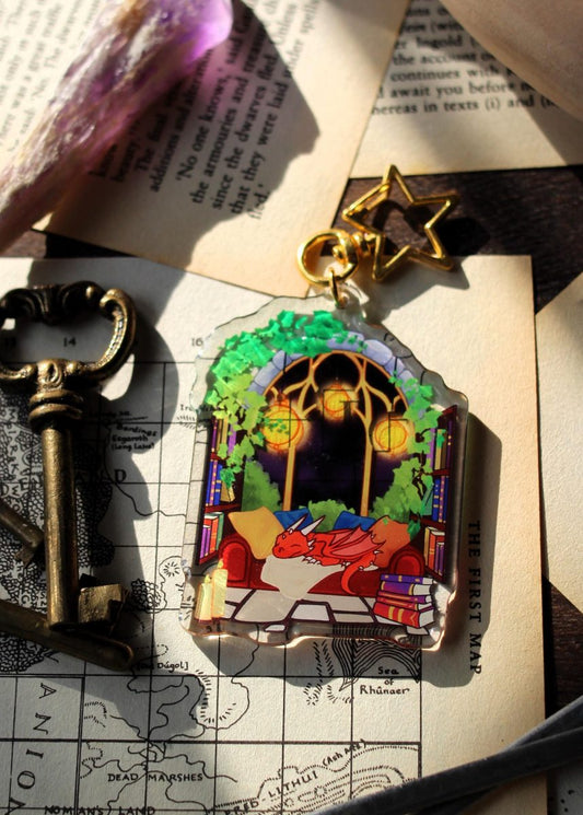fantasy reader window acrylic stained glass keychain