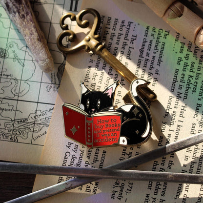 sneaky reader bookish enamel pin, book lover badge
