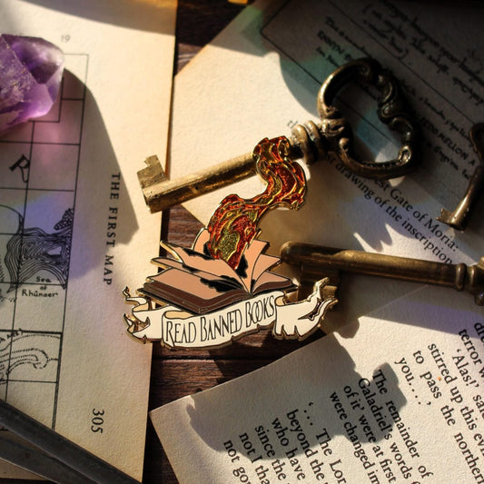 Read Banned Books, book lover enamel pin