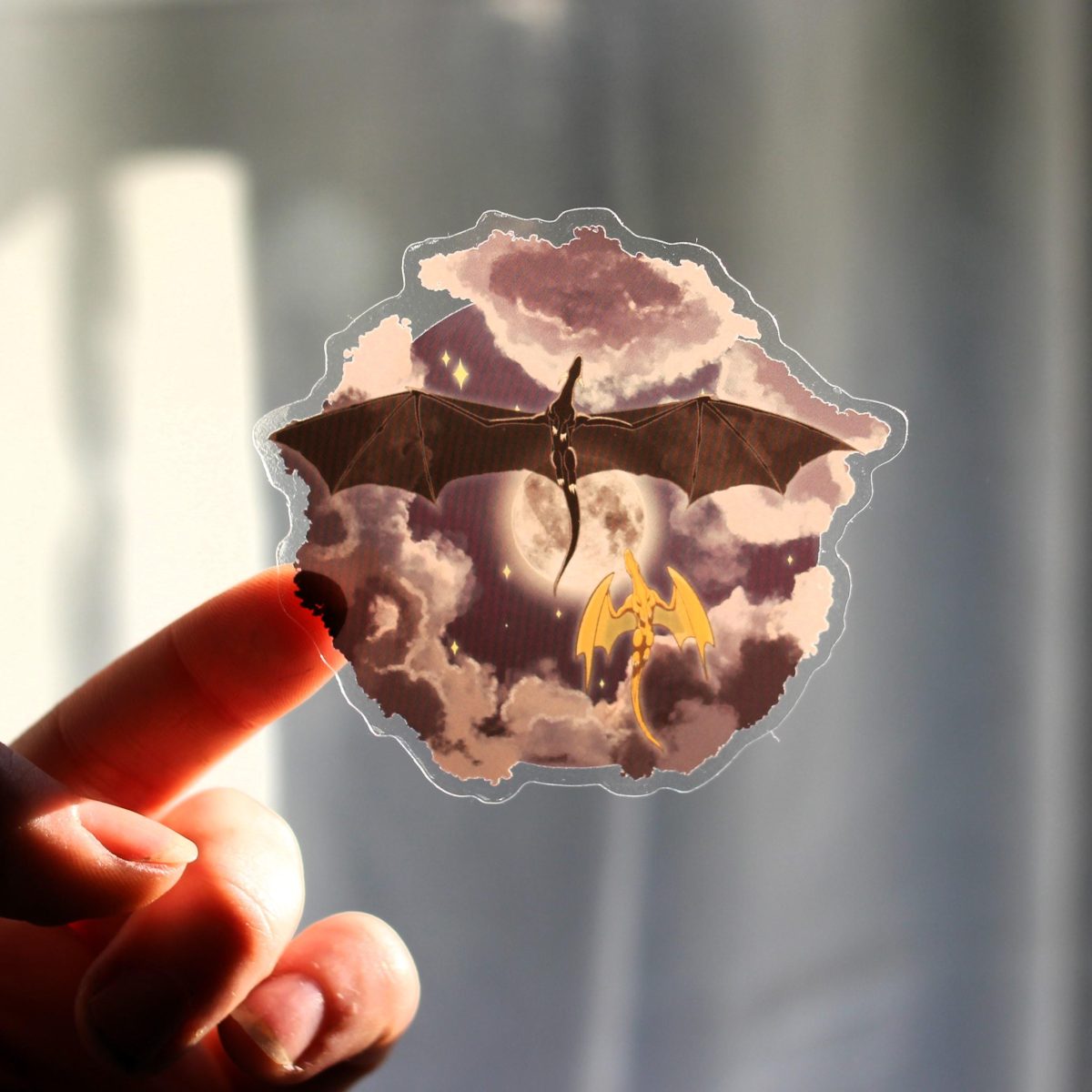 Dragonscapes book dragon sticker, translucent dragon decal