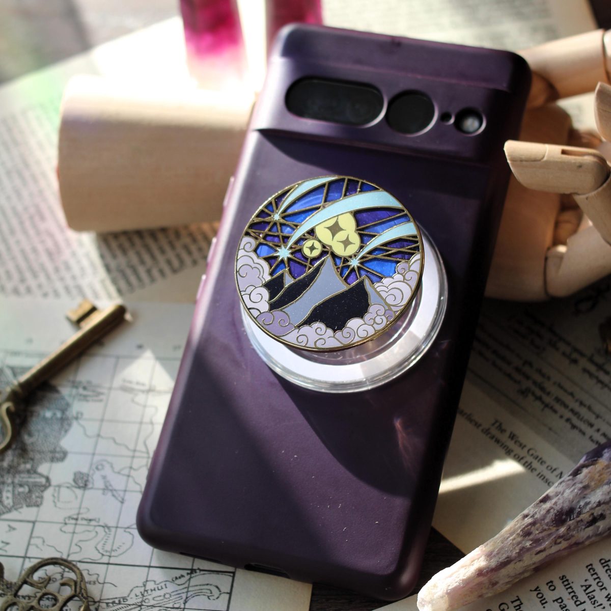 Starfall magnetic Kindle Grip, bookish magnetic phone grip, interchangeable ereader holder