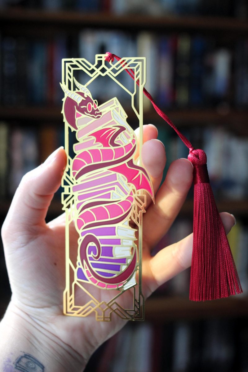 Book wyrm metal bookmark , dragon book lover bookmark with tassel