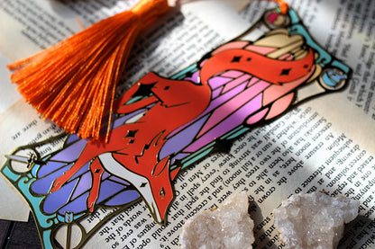 Little fox metal bookmark , pastel fox book lover bookmark with tassel