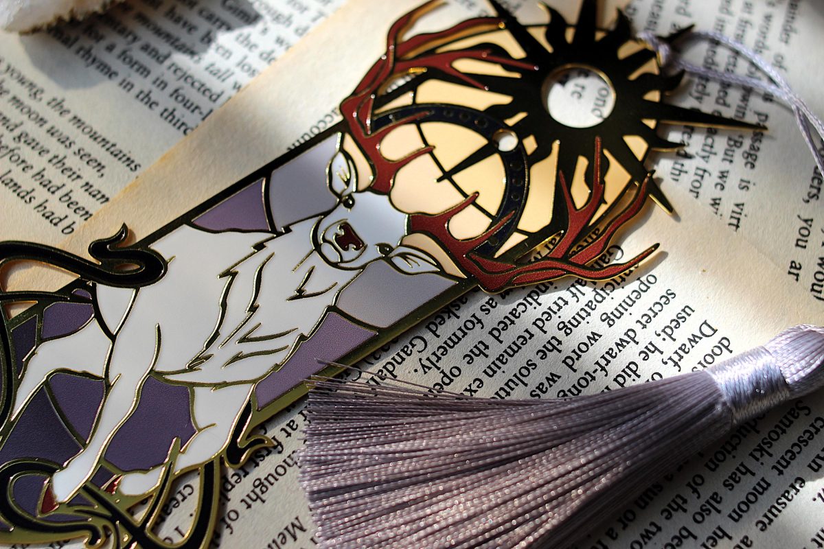 Light and Shadow metal bookmark , stag book lover bookmark with tassel