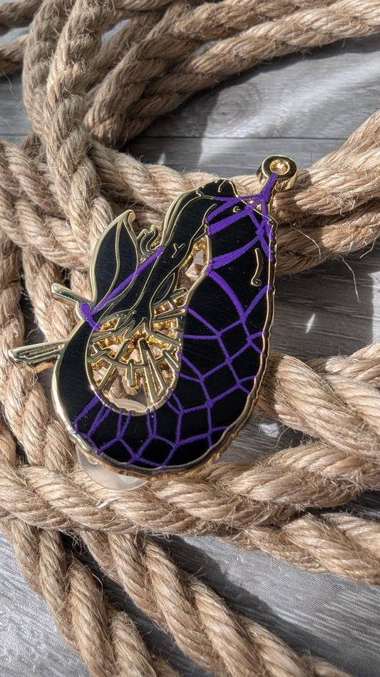 Fishermans Folly Shibari enamel pin, rope label badge