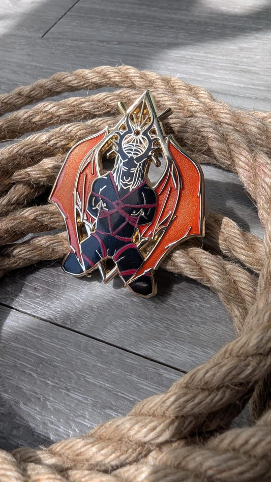 Submission Shibari enamel pin, rope label badge