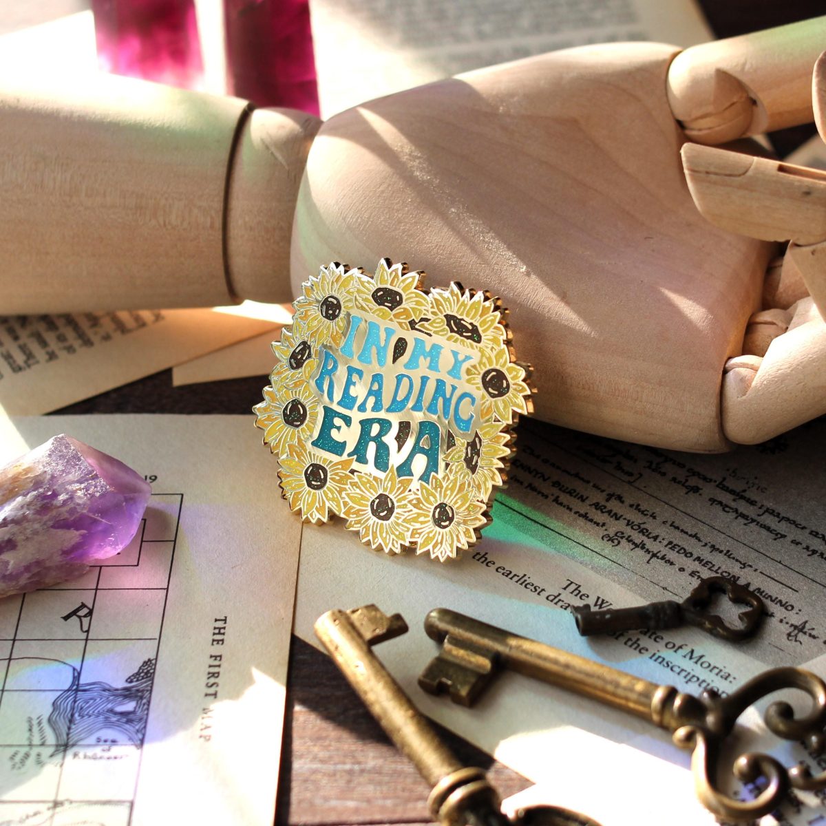 in my reading era bookish enamel pin, book lover badge