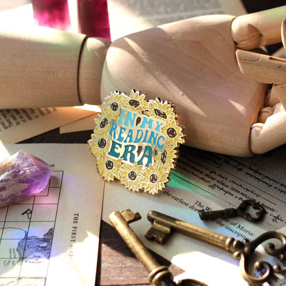 in my reading era bookish enamel pin, book lover badge