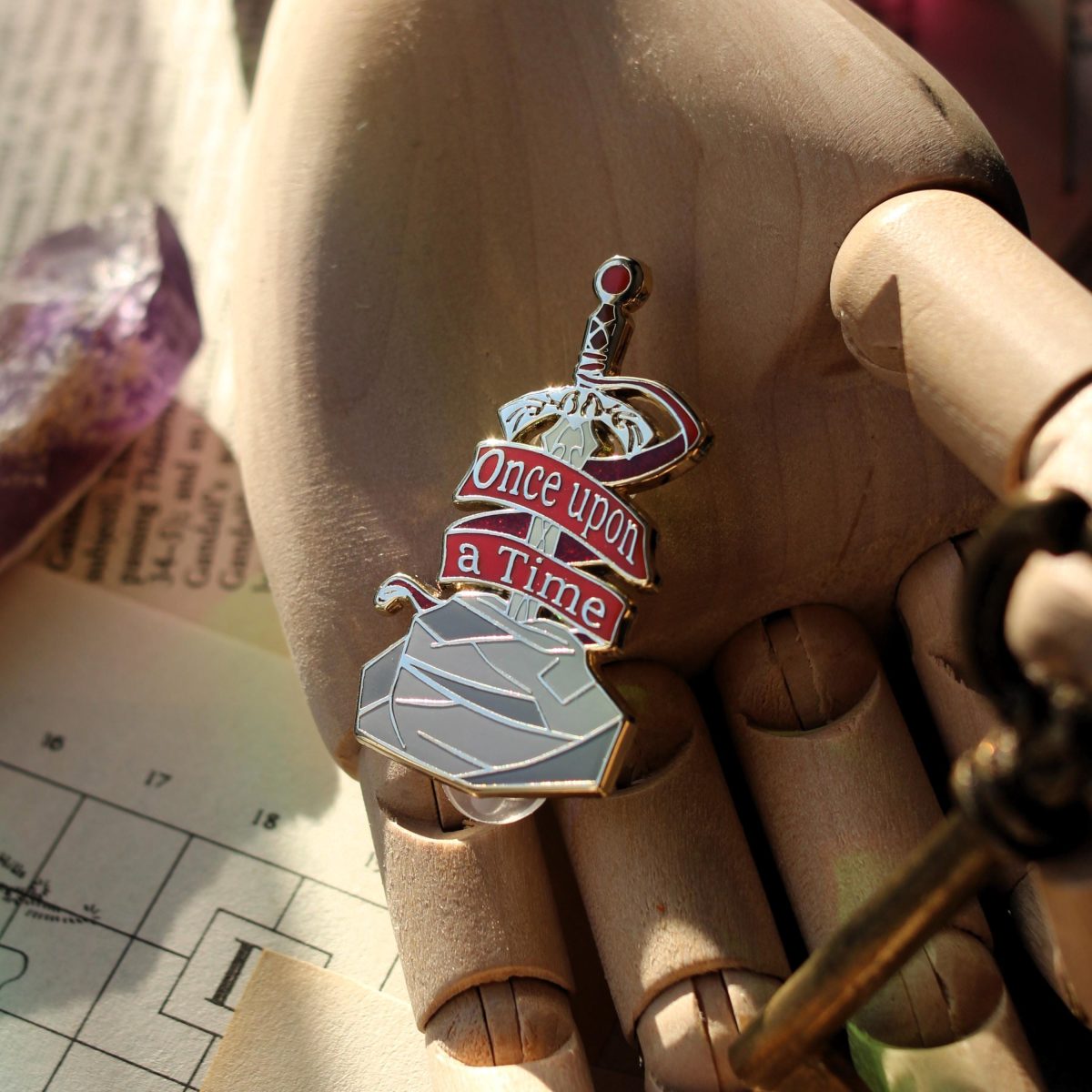 Once upon a time bookish enamel pin, book lover badge