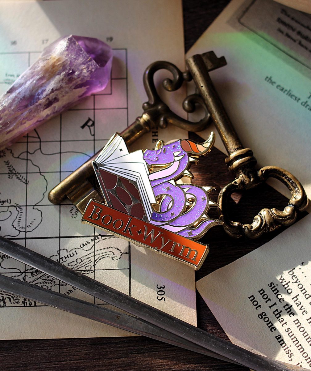 Book Wyrm Book Lover Enamel Pin, bookish badge