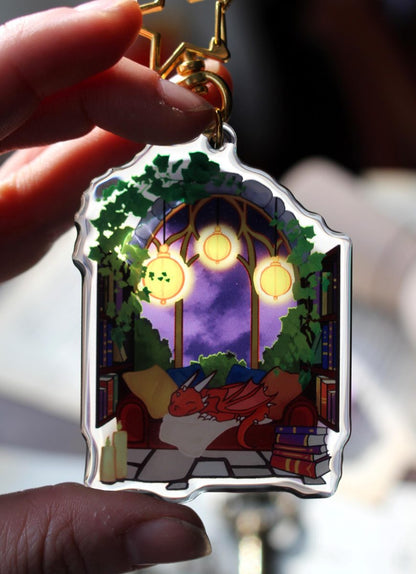 fantasy reader window acrylic stained glass keychain