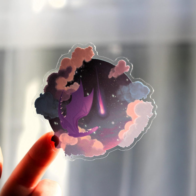 Dragonscapes book dragon translucent sticker, dragon decal